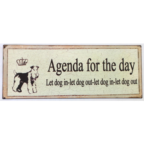 Tin Metal Wall Plaque Sign Retro Cats are Little People Agenda Let Dog In Out [Design: Let Dog In Out] 