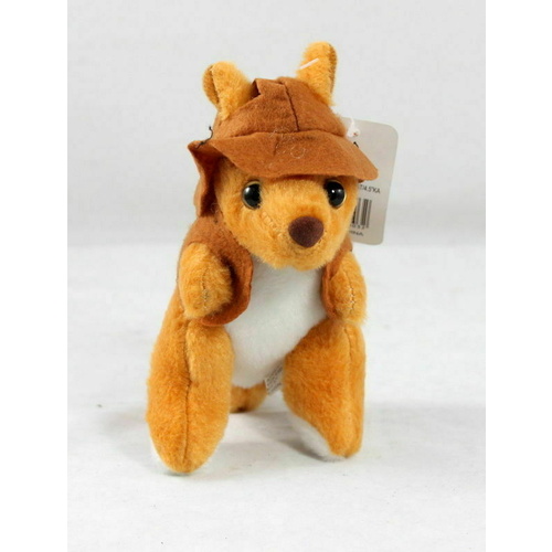 Australian Souvenir Soft Plush Stuffed Toy Animals Koala Kangaroo 10-15cm [Design: Kangaroo with Hat]