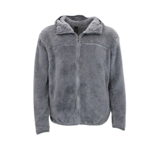 FIL Mens Teddy Fleece Hoodie Zip Up Jacket Winter Warm Soft Zipper Pockets [Size: XL] [Colour: Light Grey]