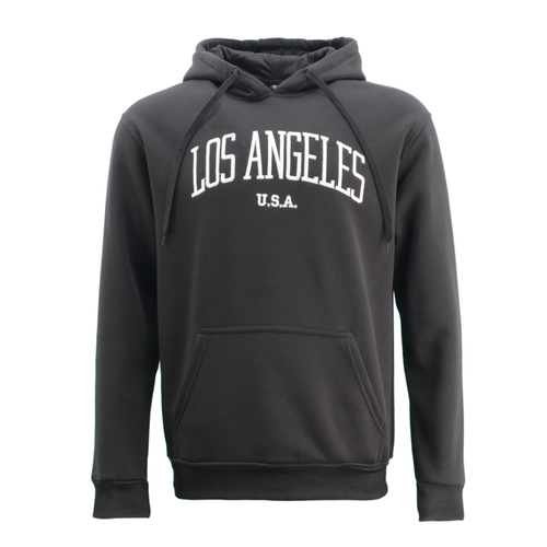 FIL Men's Fleece Hoodie Pullover Hooded Jumper Sweater - LOS ANGELES [Size: S] [Colour: Black]