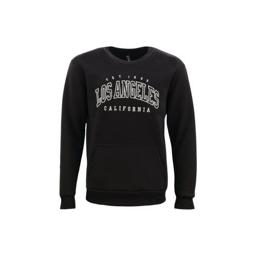 FIL Men's Fleece Crew Neck Pullover Jumper Sweater - LOS ANGELES [Size: S] [Colour: Black]