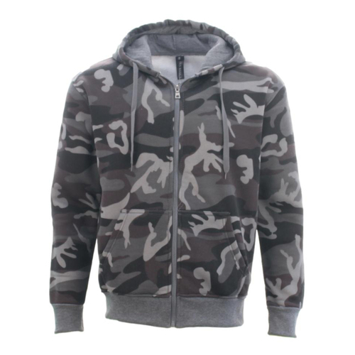 FIL Men's Camo Zip up Hoodie Fleeced Camouflage Military Print Jacket [Size: S] [Design:Grey Camo]