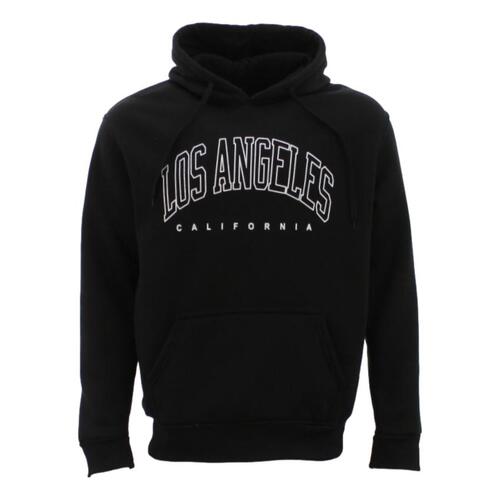 FIL Men's Fleece Unisex Hoodie Hooded Pullover Casual Jumper Los Angeles C [Size: S] [Colour: Black]