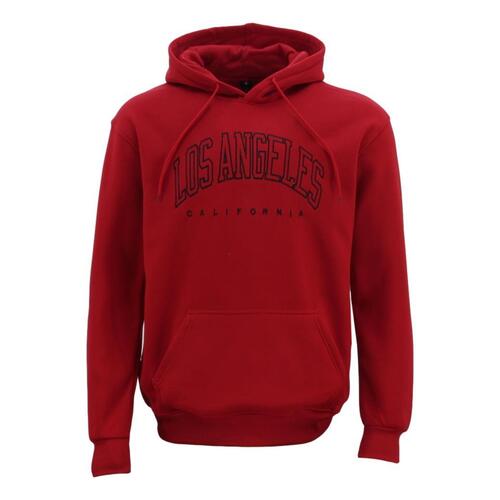 FIL Men's Adult Unisex Hoodie Hooded Pullover Casual Jumper Los Angeles C [Size: L] [Colour: Red]