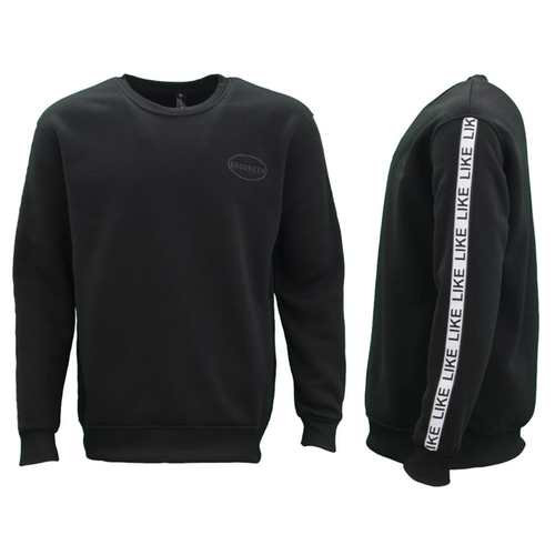 FIL Men's Unisex Fleece Crew Neck Pullover Jumper Sweater - Brooklyn [Size: S] [Design:Black]