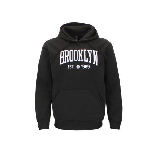 FIL Men's Fleece Hoodie Pullover Hooded Jumper Sweater Embroidered - Brooklyn [Size: S] [Colour: Black]