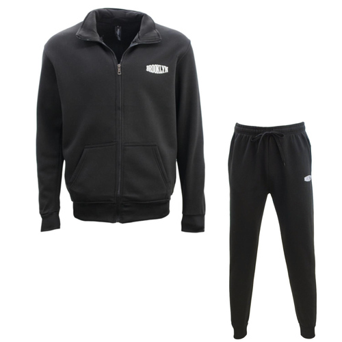 FIL Men's Fleece Zip up Sweater Track Pants Set Tracksuit Sweatsuit - Brooklyn [Size: S] [Colour: Black]