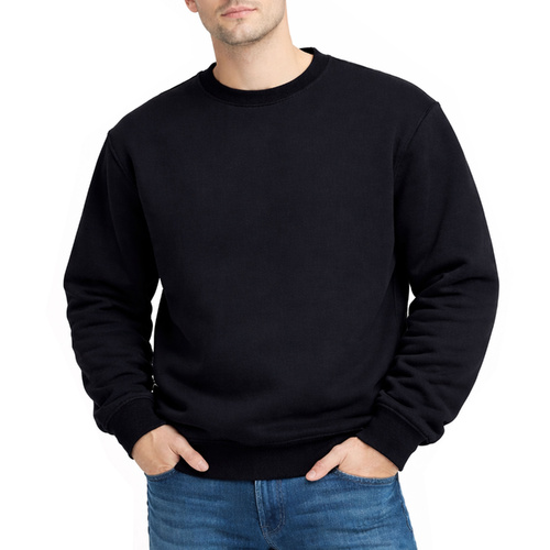 FIL Mens Sherpa Lined Jumper Warm Fleece Sweatshirt Crew Neck Pullover Pockets [Size: S] [Colour: Black]