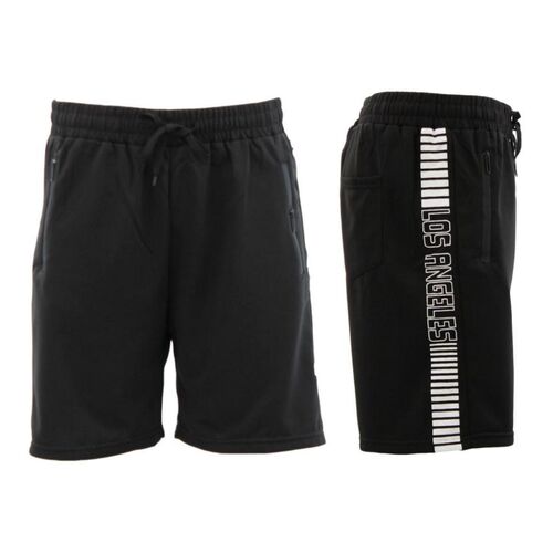NEW Men's Gym Shorts Sports Casual Basketball Zipped Pockets Marle Los Angeles [Size: S] [Colour: Black]