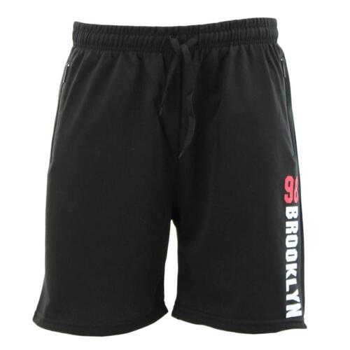 NEW Men's Gym Sports Jogging Casual Basketball Shorts Zipped Pockets 98 Brooklyn [Colour: Black] [Size: S ]