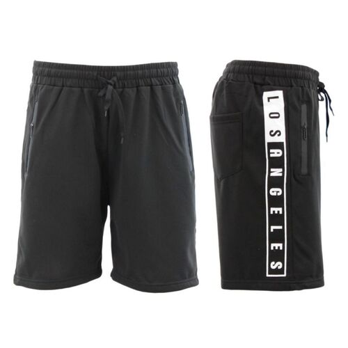 Men's Gym Sports Jogging Casual Basketball Shorts Zipped Pockets Los Angeles B [Colour: Black] [Size: S ]