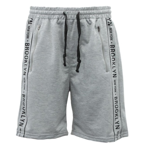 NEW Men's Gym Sports Jogging Casual Basketball Shorts w Drawstring Zip Pockets [Size: L] [Colour: Light Grey]