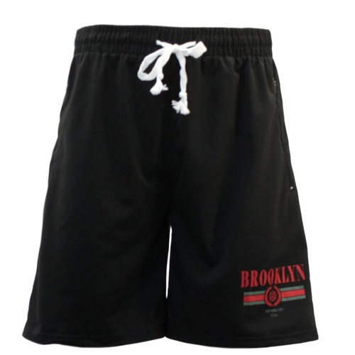 NEW Men's Gym Sports Jogging Casual Basketball Shorts Zipped Pockets Brooklyn [Size: S] [Colour: Black]