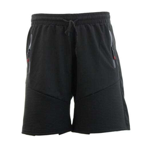 FIL Men's Gym Sports Jogging Shorts Casual Basketball Zipped Pockets Drawstring TX08 [Size: S] [Colour: Black]