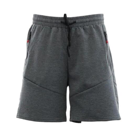 FIL Men's Gym Sports Jogging Shorts Casual Basketball Zipped Pockets Drawstring TX08 [Size: S] [Colour: Dark Grey]