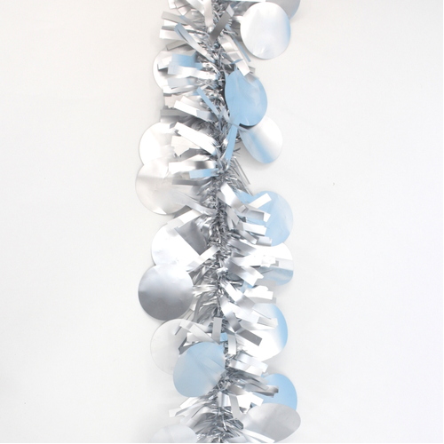 2x Luxury Christmas Tinsel Garland Full Luscious Metallic Matt Xmas [Design: Silver Baubles Matt]