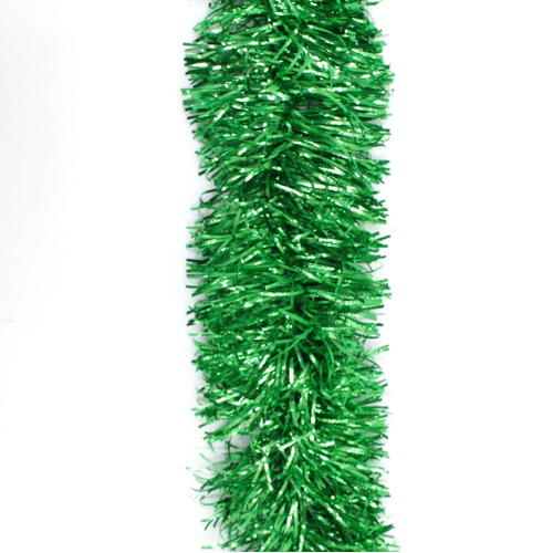 5x Luxury Christmas Tinsel Garland Full Luscious Metallic Matt Xmas [Design: Green Metallic]