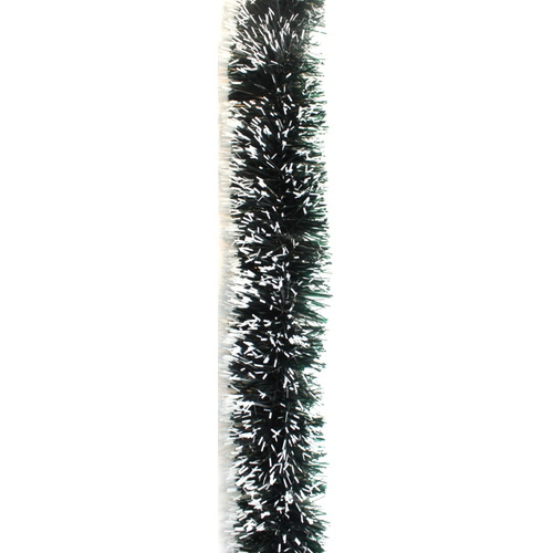 5x Christmas Tinsel Garland Full Luscious Xmas Snow Tips Snowflakes Natural 2.5M B [Design: Snow Tips_Dark Green]