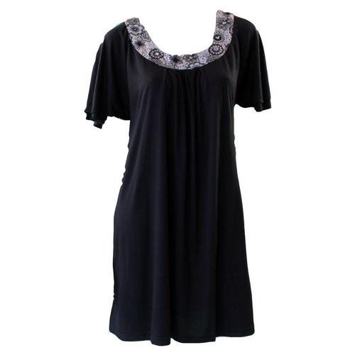 NEW Women's Ladies Nightie Night Gown Sleepwear PJ Soft Touch Viscose [Colour: Black] [Size: L]