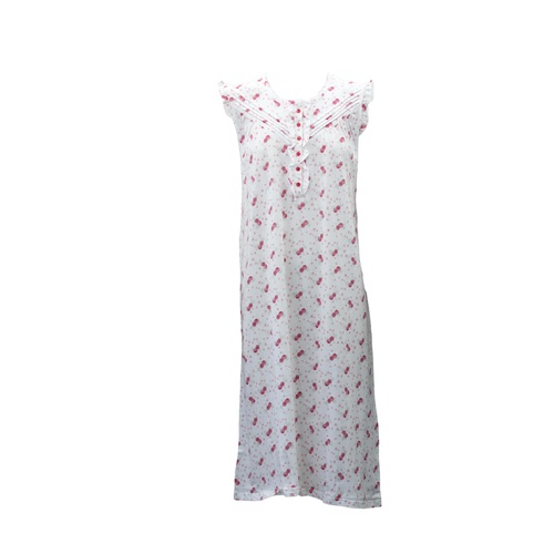 Women's 100% Cotton Summer Short Sleeve Nightie Night Gown Pajamas Sleepwear [Size: XS] [Design: Sleeveless A (Pink)]