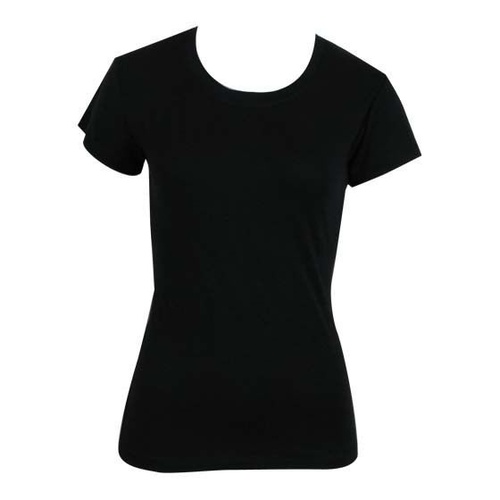 Women's Ladies Soft Stretch T Shirt Tee Top Basic Plain White Black Crew Neck [Colour: Black] [Size: 18] 