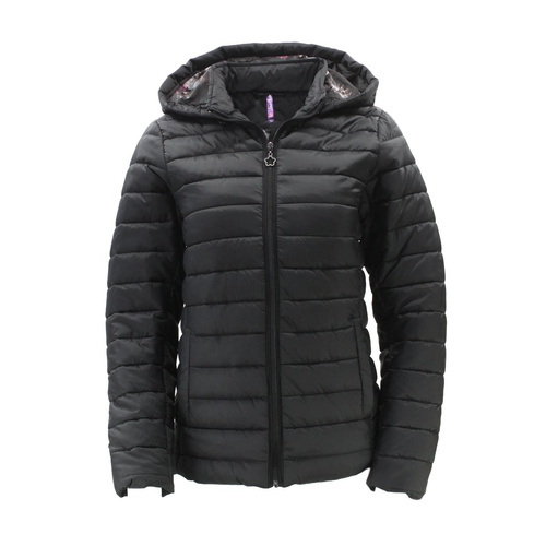 Amethyst Womens Hooded Puffer Jacket Padded Removable Hood Coat Puffy Quilted [Size: S] [Colour: Black]