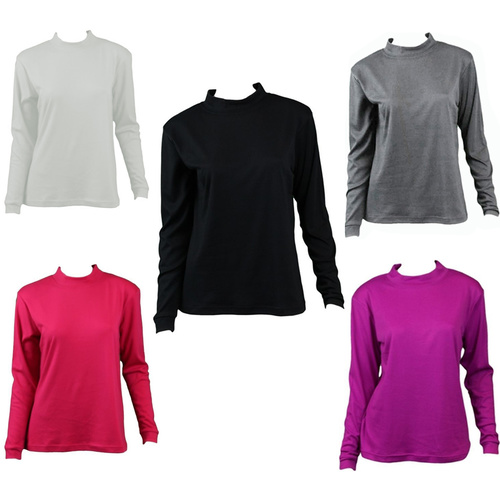 NEW Women's Cotton Skivvy Long Sleeve Top High Neck Basic Plain Core [Size: XS] [Colour: Dark Grey]