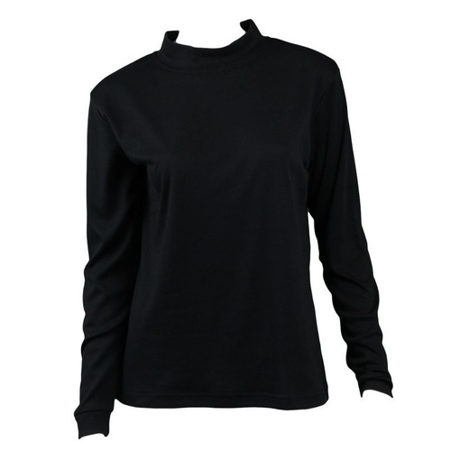 NEW Women's Cotton Skivvy Long Sleeve Top High Neck Basic Plain Core [Size: XS] [Colour: Black]