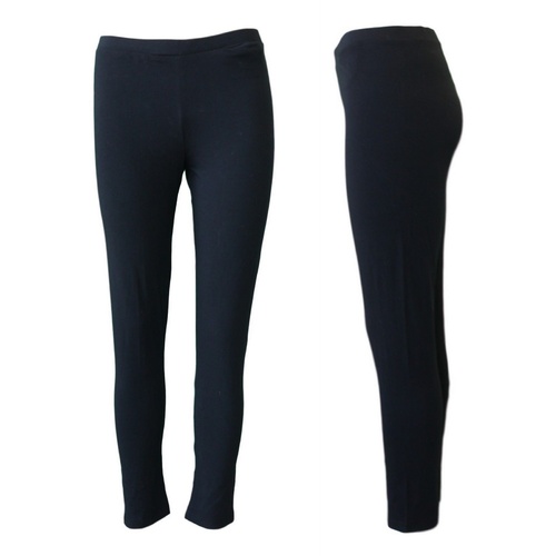 Black Full Length Cotton Blend Leggings w Hidden Pocket Comfort Stretch XS to XL [Size: XS]