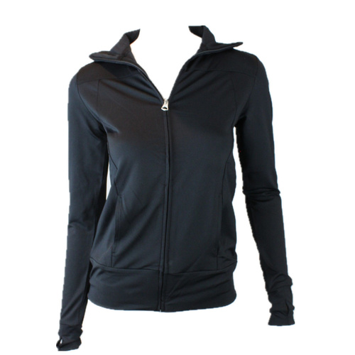 NEW Womens Sports Gym Active Casual Thin Light Zip Up Jacket w Pockets XS-2XL [Colour: Black] [Size: 2XL] 