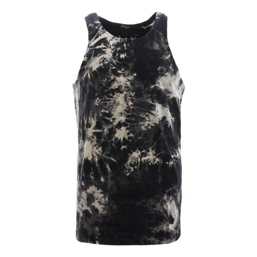 Men's Cotton Tie-Dye Singlet Tank Top Muscle Vest T-Shirt Gym Casual Festival [Size: S] [Colour: White/Black]