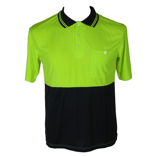Hi-Vis Safety Work wear Short Sleeve Polo Shirt Top - Lime/Orange [Colour: Lime] [Size: XXXL] 