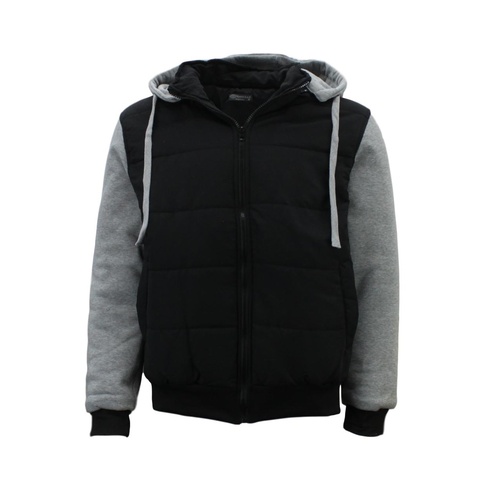 Ozemocean Mens 2 Tone Parka Hooded Jacket Coat Padded Puffer Fleece Sweatshirt [Colour: Black] [Size: S]