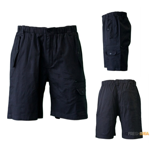 NEW Mens Cotton Drill Work Utility Casual Cargo Shorts B Black Tan Olive S-2XL [Size: S] [Colour: Black]