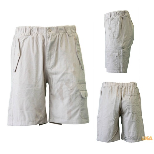 NEW Mens Cotton Drill Work Utility Casual Cargo Shorts B Black Tan Olive S-2XL [Size: S] [Colour: Tan]