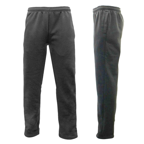 Men's Fleece Lined Track Pants Low Pill Suit Pants Casual Winter Elastic Waist [Size: 2XL] [Colour: Dark Grey]