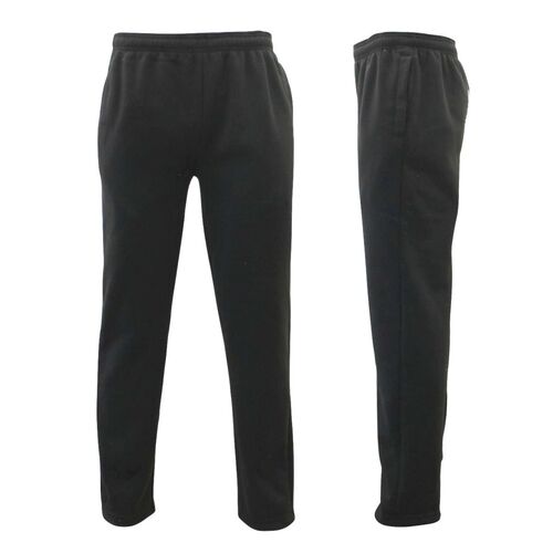 Men's Fleece Lined Track Pants Low Pill Suit Pants Casual Winter Elastic Waist [Size: S] [Colour: Black]