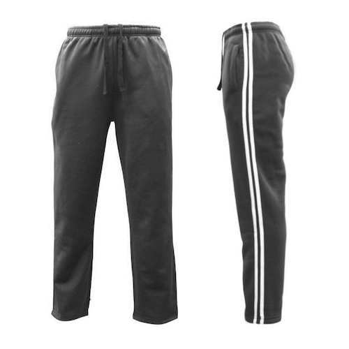 Tarn Men's Low Pill Fleece Lined Track Suit Pants Striped Casual Trackies [Size: S] [Colour: Dark Grey w White Stripes]