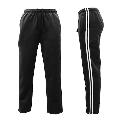 Tarn Men's Low Pill Fleece Lined Track Suit Pants Striped Casual Trackies [Size: S] [Colour: Black w White Stripes]