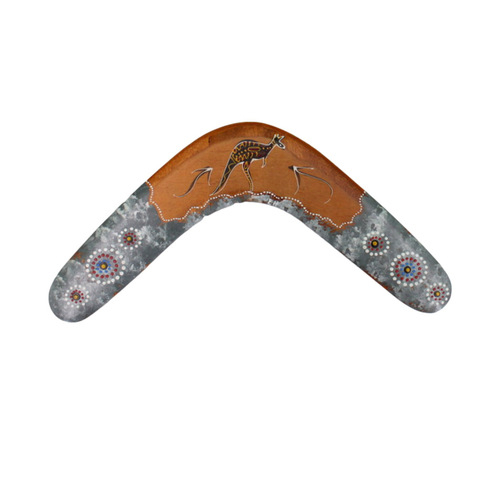 Australia Souvenir Aboriginal Art Returning Boomerang Wood 30cm 12" Australia [Colour: Grey]