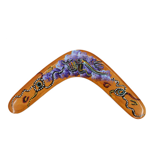 Australia Souvenir Aboriginal Art Returning Boomerang Wood 30cm 12 [Colour: Purple ]