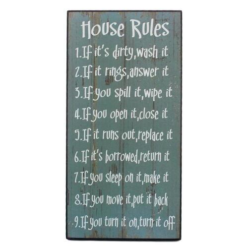 Vintage Rustic Wooden Plaque Home Wall Hanging Decor Family House Rules 40x20cm