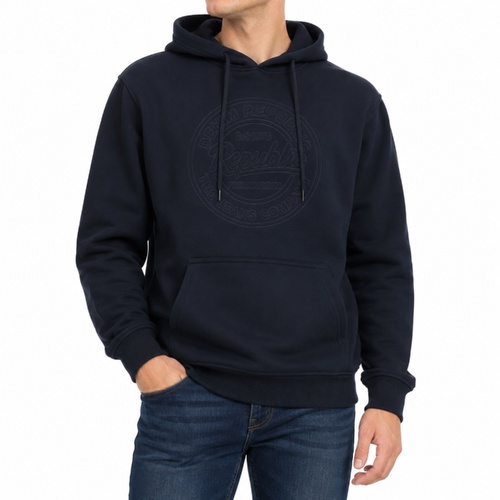 Men's Heavyweight Thick Fleece Lined Hoodie 400gsm Warm Jumper Pullover Embossed [Size: L] [Colour: Black]