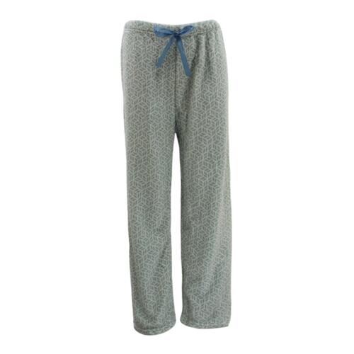 Women’s Soft Plush Lounge Sleep Pyjama Pajama Pants Fleece Winter Sleepwear [Size: 10-12] [Design: Grey Leaves]