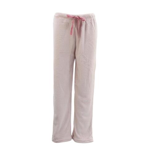 Women’s Soft Plush Lounge Sleep Pyjama Pajama Pants Fleece Winter Sleepwear [Size: 10-12] [Design: Plain Pink]