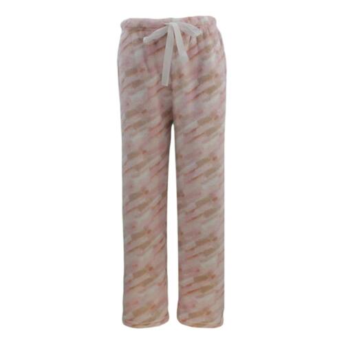 FIL Womens Soft Fleece Sleep Pants Pyjama Lounge Sleepwear Winter Gift for Her [Size: 14-16] [Design: Light Pink/Abstract]