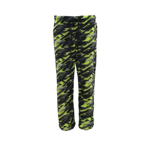 Kids Boys Girls Plush Lounge Sleep Pyjama Pajama Pants Fleece Winter Sleepwear [Size: 6] [Design: Black Green/Abstract]