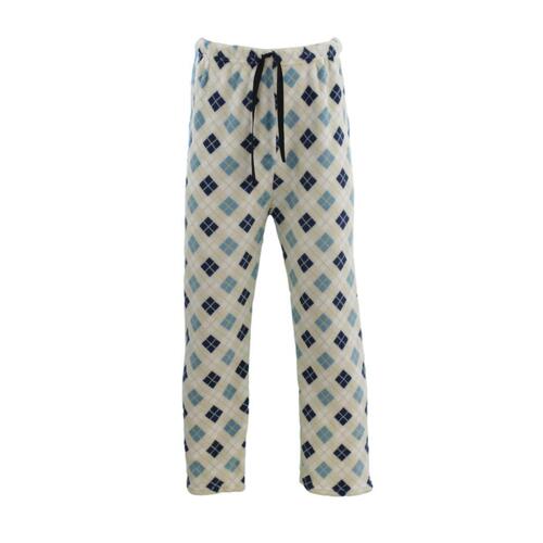 Men’s Soft Plush Lounge Sleep Pyjama Pajama Pants Fleece Winter Sleepwear [Size: 2XL] [Design: White/Tiles]