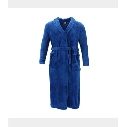 FIL Men's Flannel Fleece Dressing Gown Bath Robe Super Soft Plush [Size: M] [Colour: Blue]