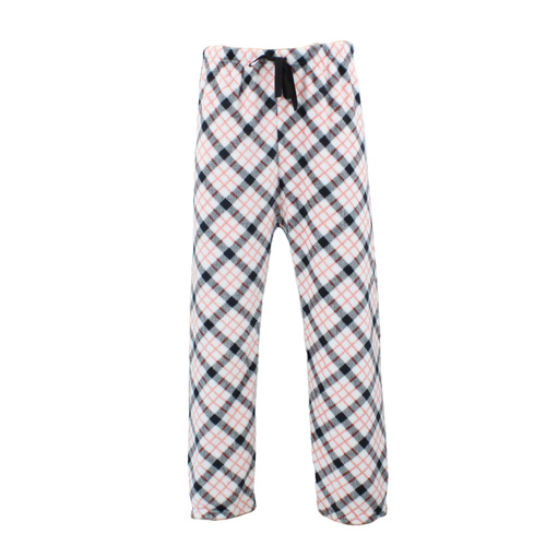 Mens Soft Plush Lounge Sleep Pyjama Pajama Pants Fleece Winter Sleepwear [Size: XL] [Design: Black Red/Plaid]